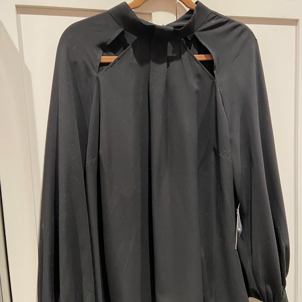 Eloquii Black Cut-Out Long Sleeve Blouse NWT